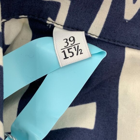 Valentino Navy & White Logo Print Cotton Shirt Size 15.5 - Picture 6 of 8